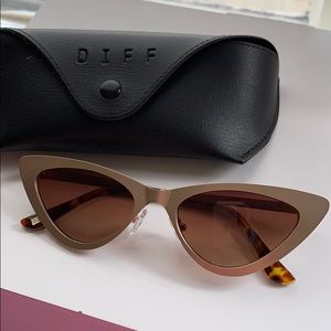 Matte Gold Retro Sunglasses by Diff